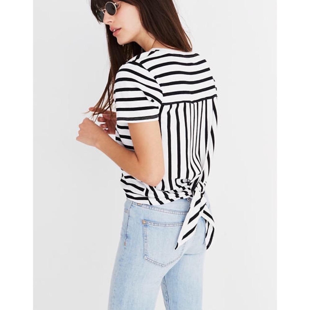 Madewell Striped Back-Tie Tee Size Small